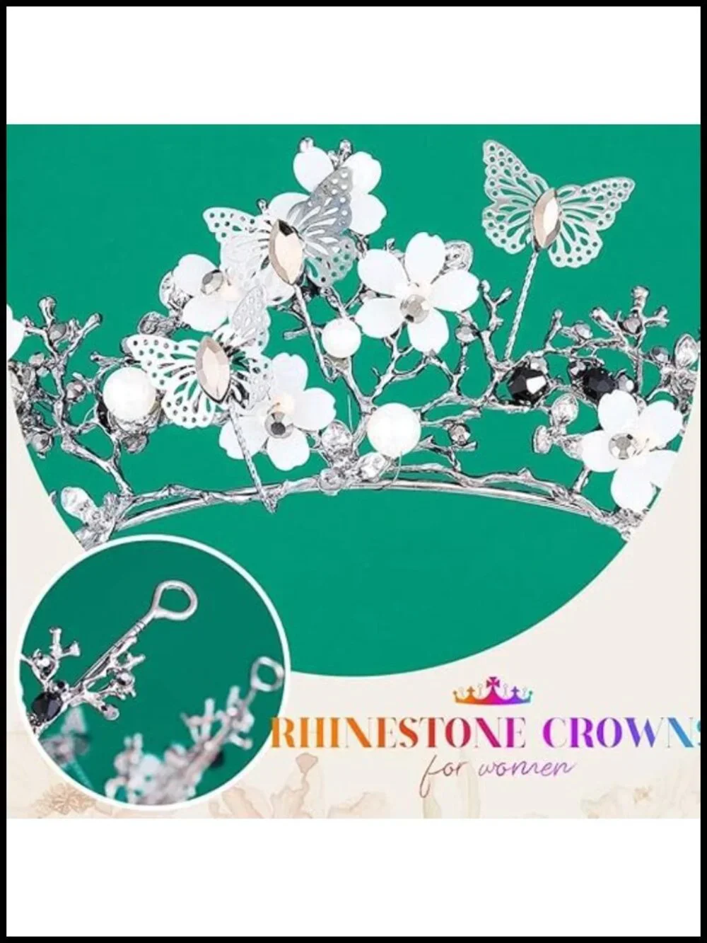 Butterfly Tiara Fairy Crown Crystal Alloy Headpiece for Women Party Cosplay